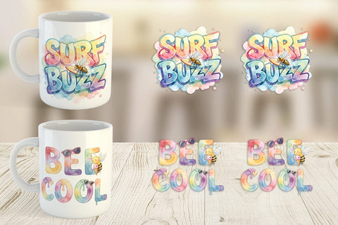 Mug Wrap Watercolor Tropical Summer Bee Vacation Quotes Sublimation artnoy 