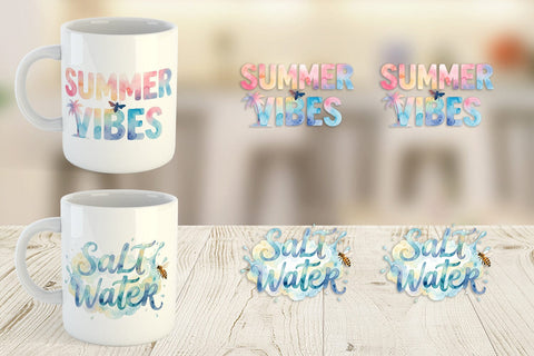 Mug Wrap Watercolor Tropical Summer Bee Vacation Quotes Sublimation artnoy 