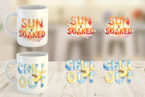 Mug Wrap Watercolor Tropical Summer Bee Vacation Quotes Sublimation artnoy 