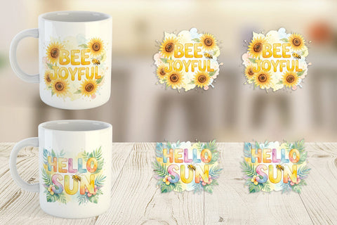 Mug Wrap Watercolor Tropical Sunshine Bee Quotes Sublimation artnoy 