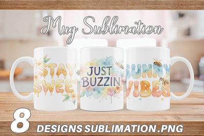 Mug Wrap Watercolor Tropical Sunshine Bee Quotes Sublimation artnoy 