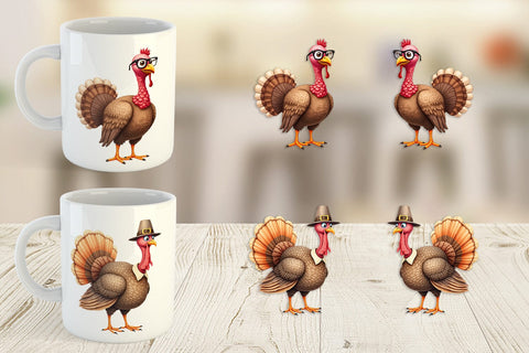 Mug Wrap Watercolor Turkey Day Off Sublimation artnoy 