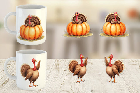 Mug Wrap Watercolor Turkey Day Off Sublimation artnoy 