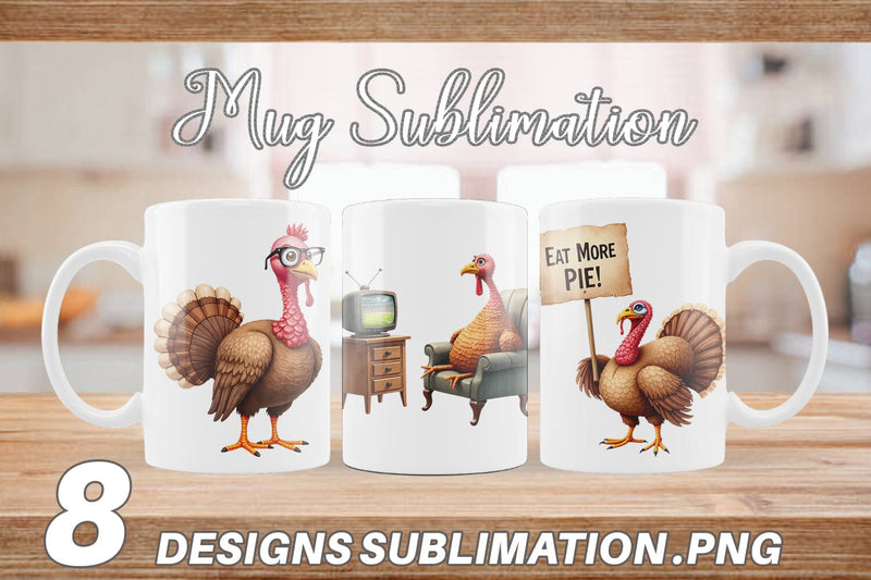 Mug Wrap Watercolor Turkey Day Off Sublimation artnoy 