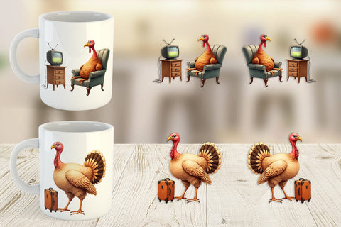 Mug Wrap Watercolor Turkey Day Off Sublimation artnoy 