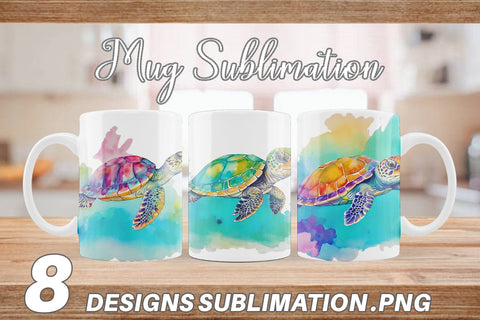 Mug Wrap Watercolor Turtle Sublimation artnoy 