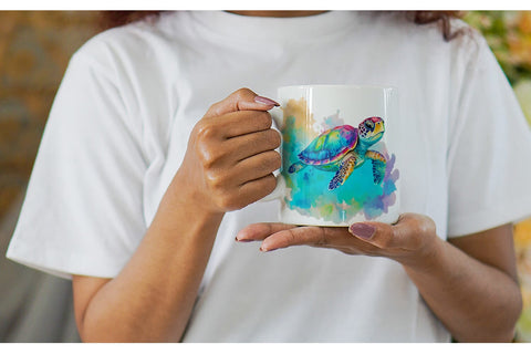 Mug Wrap Watercolor Turtle Sublimation artnoy 