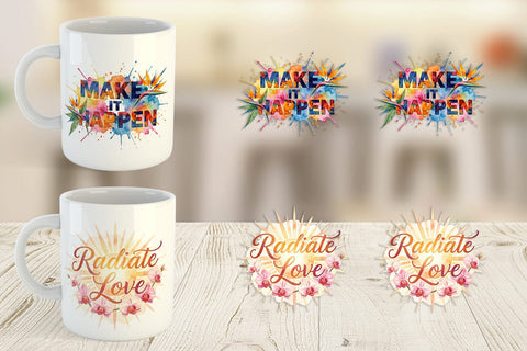 Mug Wrap Watercolor Vibrant Tropical Growth Quote Sublimation artnoy 