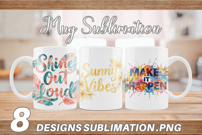 Mug Wrap Watercolor Vibrant Tropical Growth Quote Sublimation artnoy 