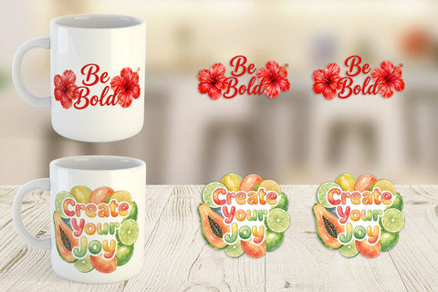 Mug Wrap Watercolor Vibrant Tropical Growth Quote Sublimation artnoy 