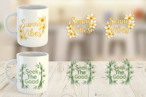 Mug Wrap Watercolor Vibrant Tropical Growth Quote Sublimation artnoy 