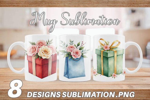 Mug Wrap Watercolor Vintage Christmas Gifts Sublimation artnoy 
