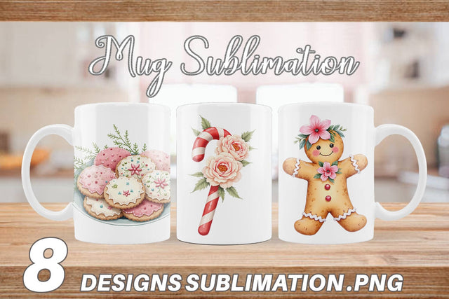 Mug Wrap Watercolor Vintage Christmas Treats Sublimation artnoy 
