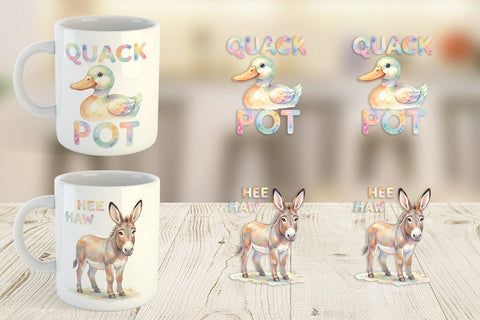 Mug Wrap Watercolor Wacky Barnyard Animal Quotes Sublimation artnoy 