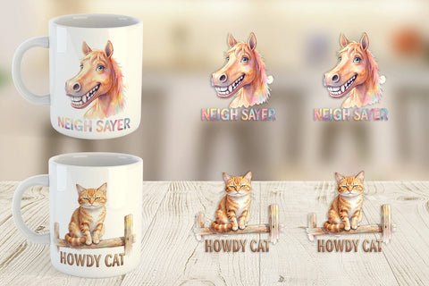 Mug Wrap Watercolor Wacky Barnyard Animal Quotes Sublimation artnoy 