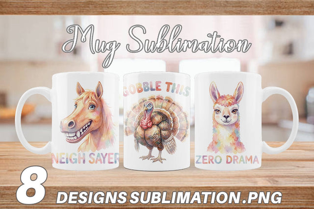Mug Wrap Watercolor Wacky Barnyard Animal Quotes Sublimation artnoy 
