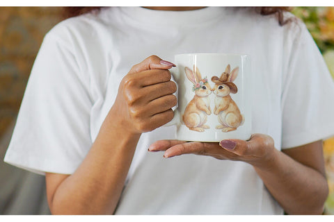 Mug Wrap Watercolor Western Cowboy Bunny Easter Sublimation artnoy 