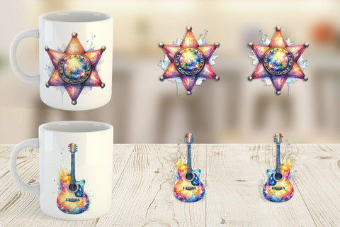 Mug Wrap Watercolor Western Cowgirl Sublimation artnoy 