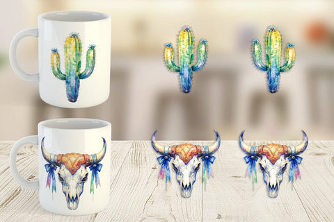 Mug Wrap Watercolor Western Cowgirl Sublimation artnoy 
