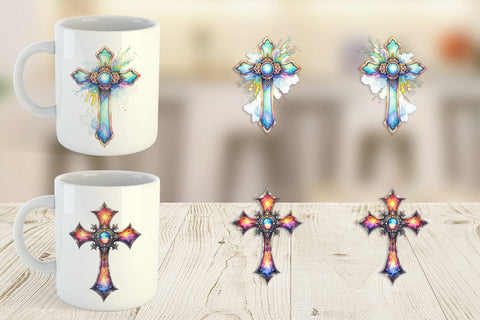 Mug Wrap Watercolor Western Cross Sublimation artnoy 