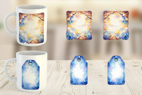 Mug Wrap Watercolor Western Frame Sublimation artnoy 
