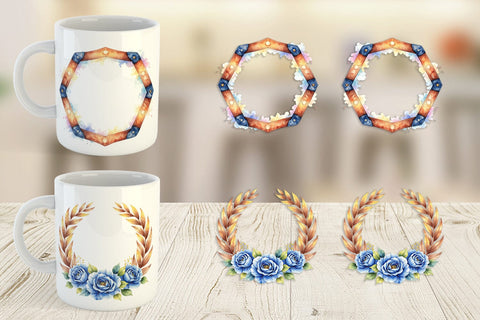Mug Wrap Watercolor Western Frame Sublimation artnoy 