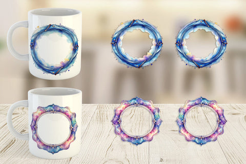 Mug Wrap Watercolor Western Frame Sublimation artnoy 