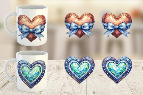 Mug Wrap Watercolor Western Heart Sublimation artnoy 