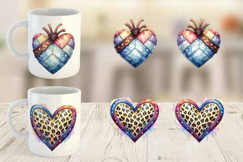 Mug Wrap Watercolor Western Heart Sublimation artnoy 
