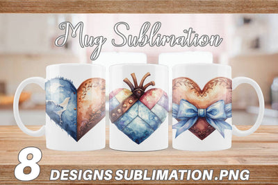 Mug Wrap Watercolor Western Heart Sublimation artnoy 