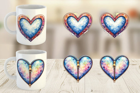 Mug Wrap Watercolor Western Heart Sublimation artnoy 