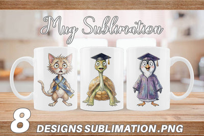 Mug Wrap Watercolor Whimsical Animal Graduates Sublimation artnoy 
