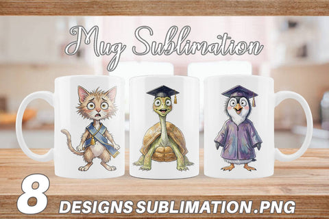 Mug Wrap Watercolor Whimsical Animal Graduates Sublimation artnoy 