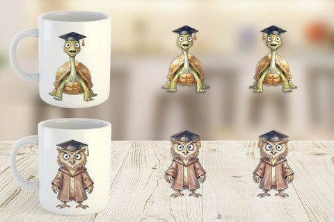Mug Wrap Watercolor Whimsical Animal Graduates Sublimation artnoy 