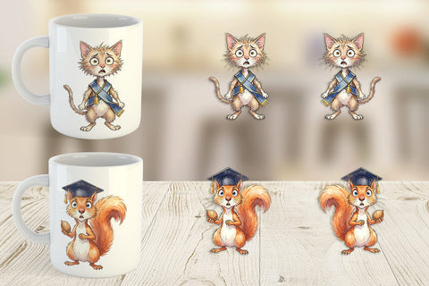 Mug Wrap Watercolor Whimsical Animal Graduates Sublimation artnoy 
