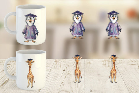 Mug Wrap Watercolor Whimsical Animal Graduates Sublimation artnoy 