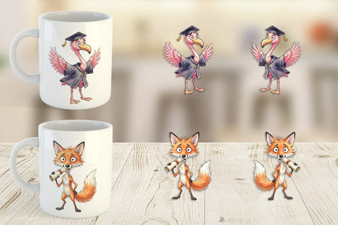 Mug Wrap Watercolor Whimsical Animal Graduates Sublimation artnoy 