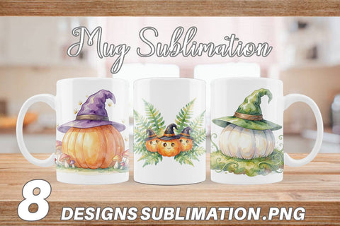 Mug Wrap Watercolor Whimsical Woodland Witch Hat Sublimation artnoy 