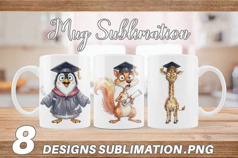 Mug Wrap Watercolor Wild Animal Graduation Party Sublimation artnoy 