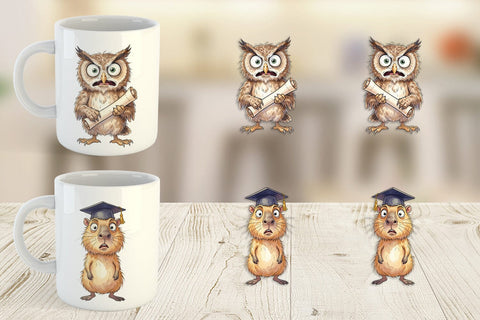 Mug Wrap Watercolor Wild Animal Graduation Party Sublimation artnoy 