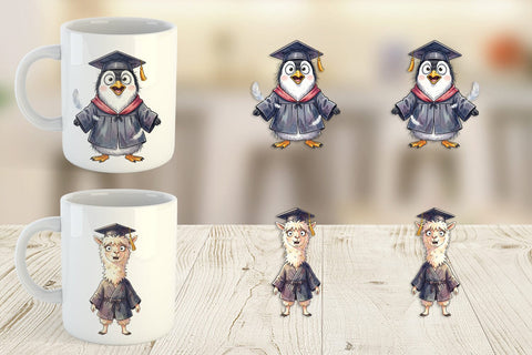 Mug Wrap Watercolor Wild Animal Graduation Party Sublimation artnoy 