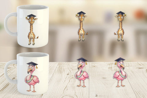 Mug Wrap Watercolor Wild Animal Graduation Party Sublimation artnoy 