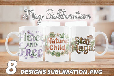 Mug Wrap Watercolor Wildflower Boho Growth Quote Sublimation artnoy 