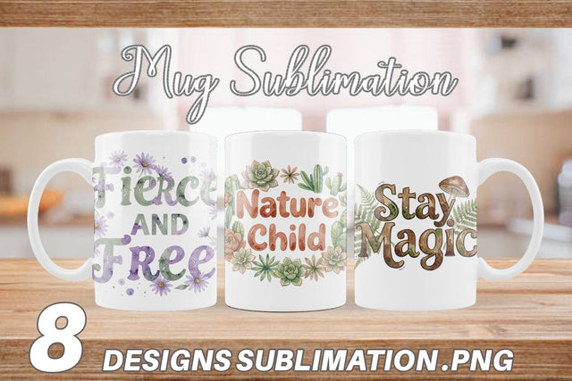 Mug Wrap Watercolor Wildflower Boho Growth Quote Sublimation artnoy 