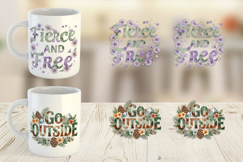 Mug Wrap Watercolor Wildflower Boho Growth Quote Sublimation artnoy 
