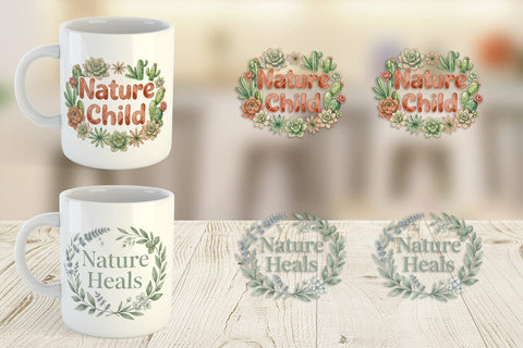 Mug Wrap Watercolor Wildflower Boho Growth Quote Sublimation artnoy 