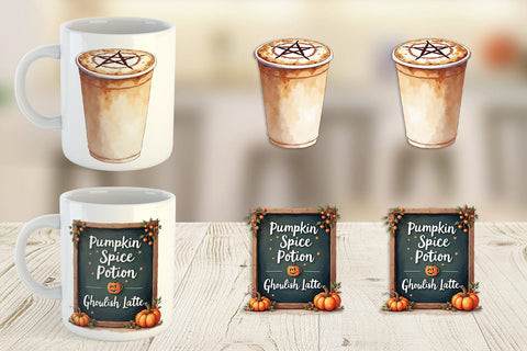 Mug Wrap Watercolor Witchy Coffee Shop Sublimation artnoy 
