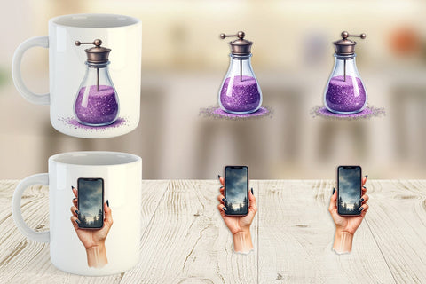 Mug Wrap Watercolor Witchy Coffee Shop Sublimation artnoy 