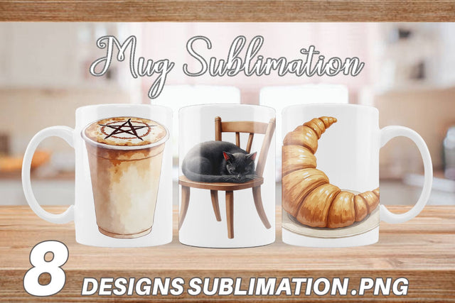 Mug Wrap Watercolor Witchy Coffee Shop Sublimation artnoy 