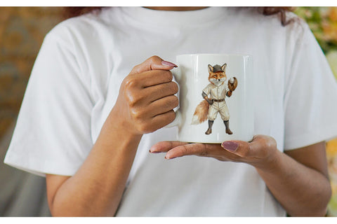 Mug Wrap Watercolor Woodland Animal Baseball Sublimation artnoy 